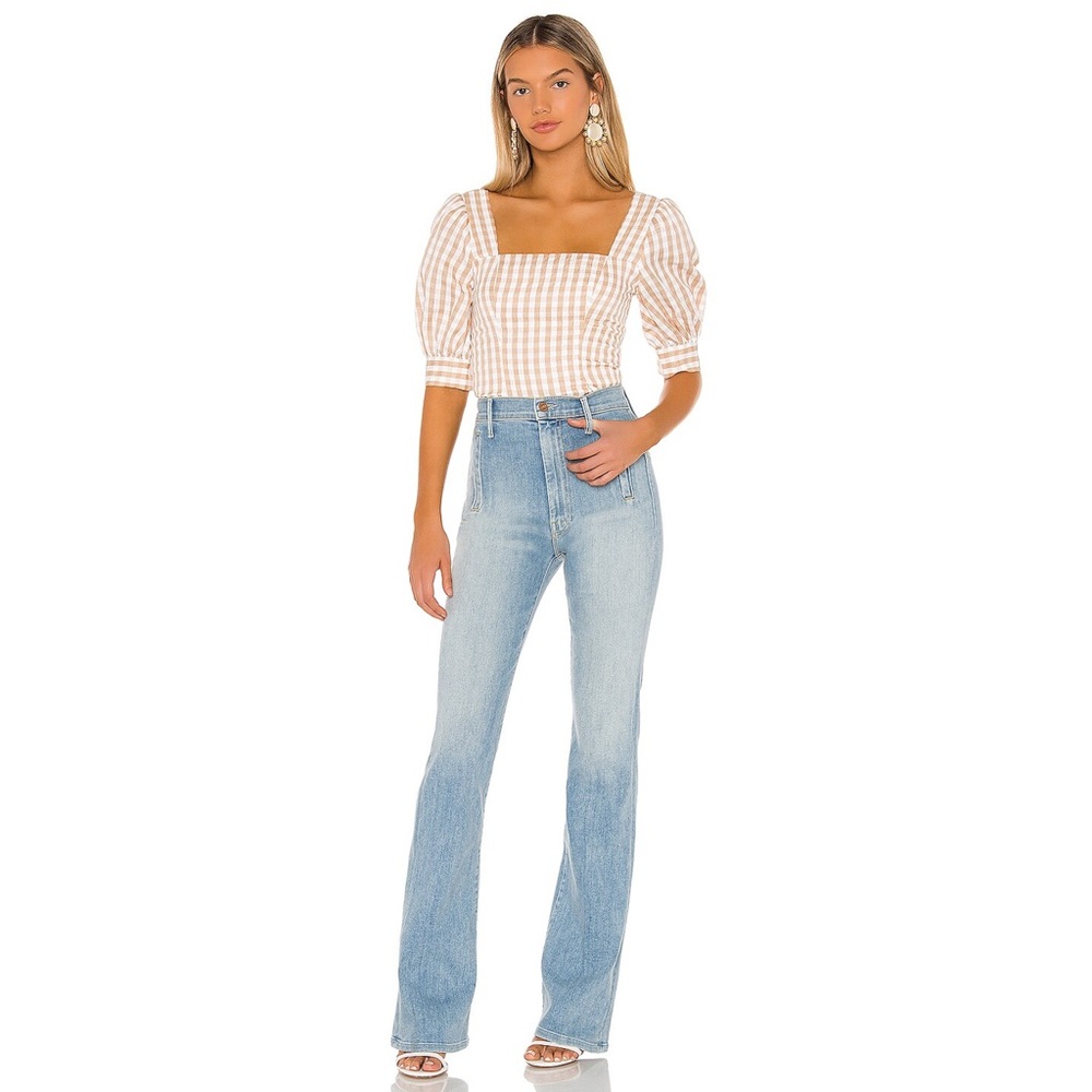 MOTHER Light Wash High-Rise Flare Jeans